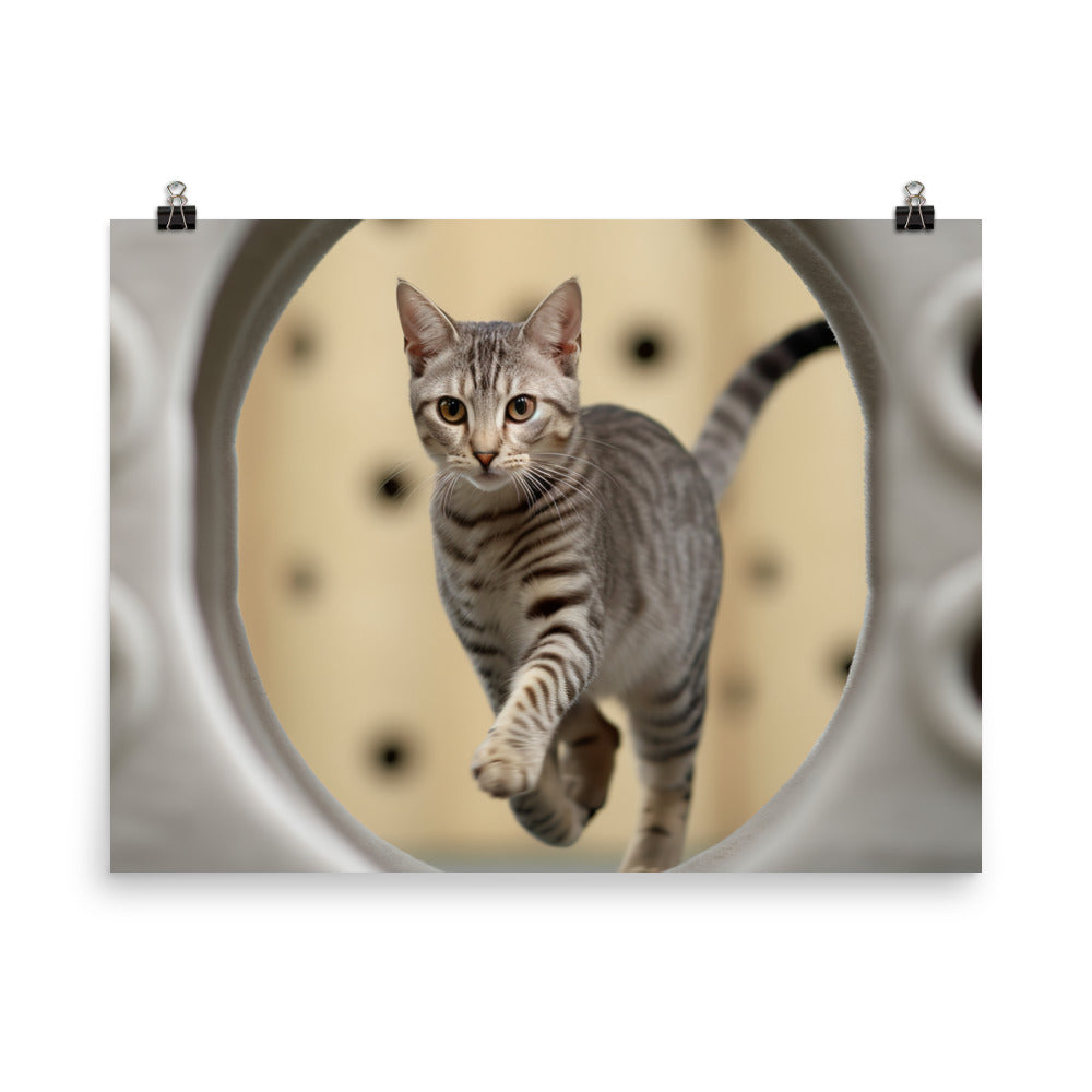 Egyptian Mau at Playtime photo paper poster - Posterfy.AI