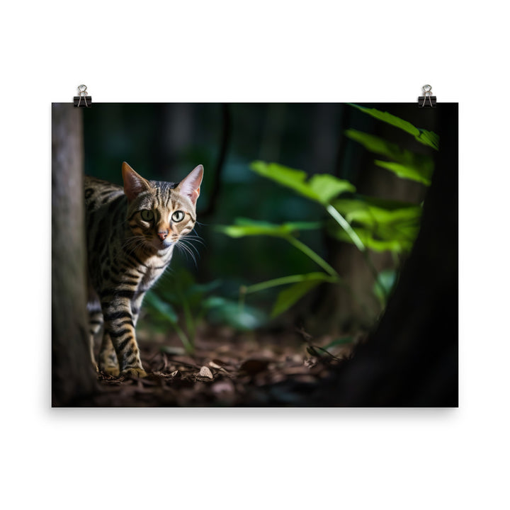 Ocicat Prowling at Night photo paper poster - Posterfy.AI