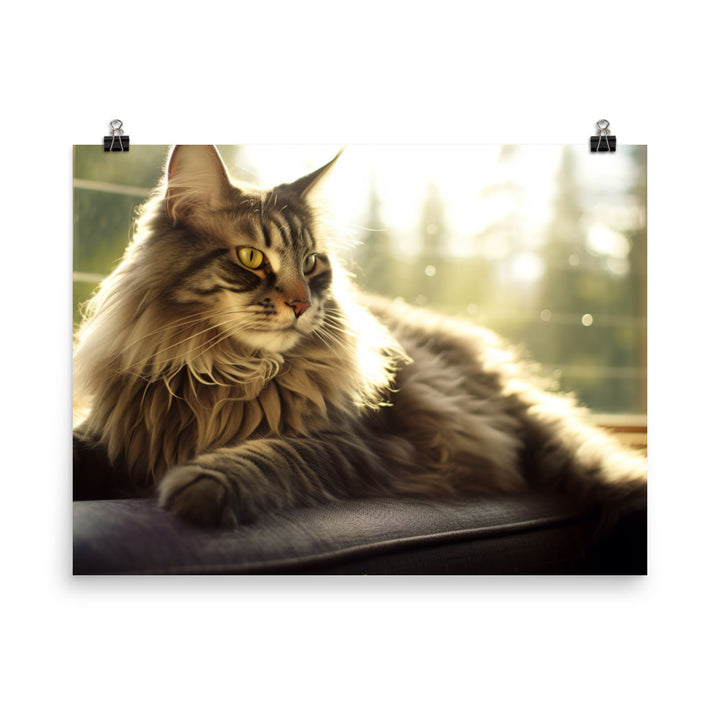 Maine Coon lounging photo paper poster - Posterfy.AI