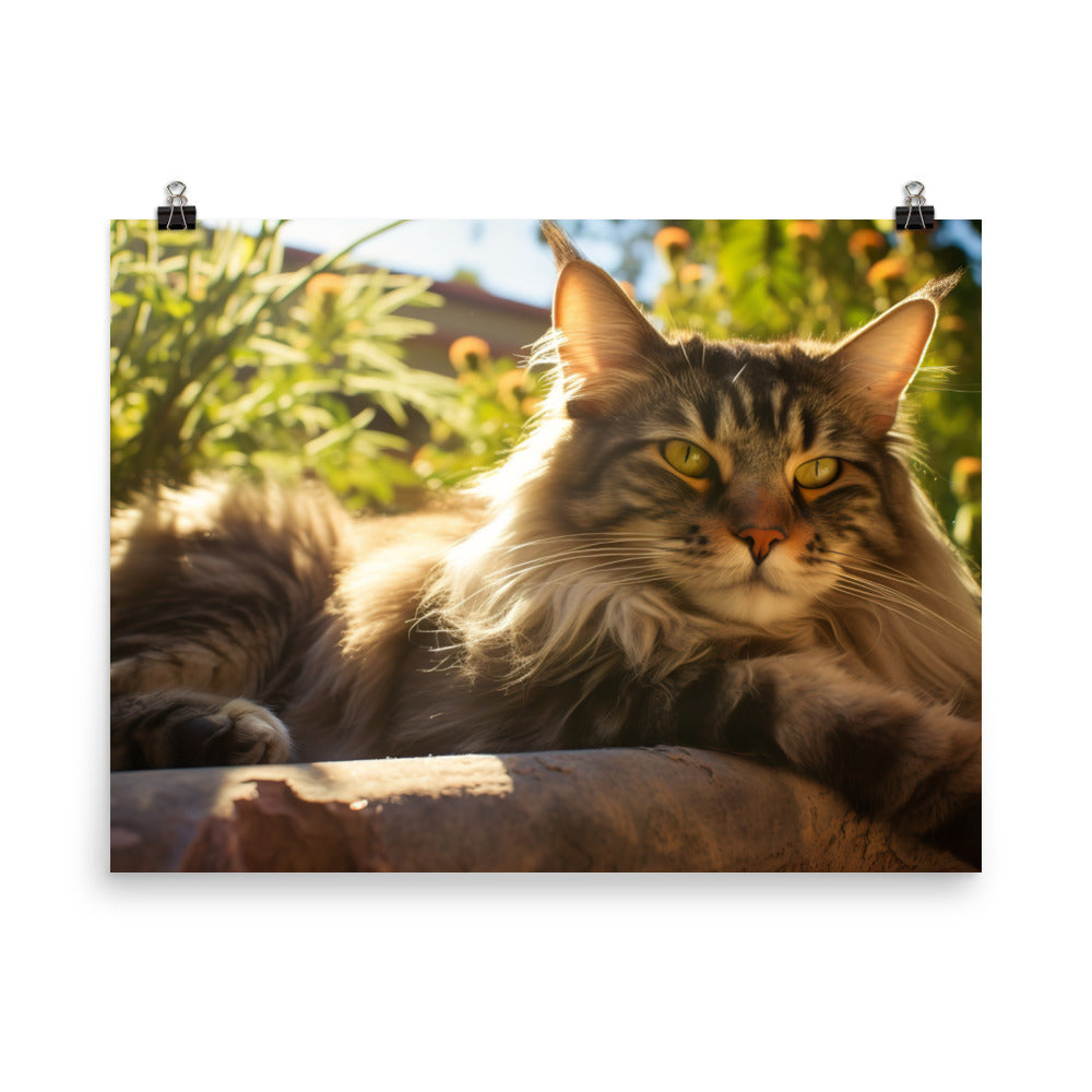 Maine Coon lounging photo paper poster - Posterfy.AI