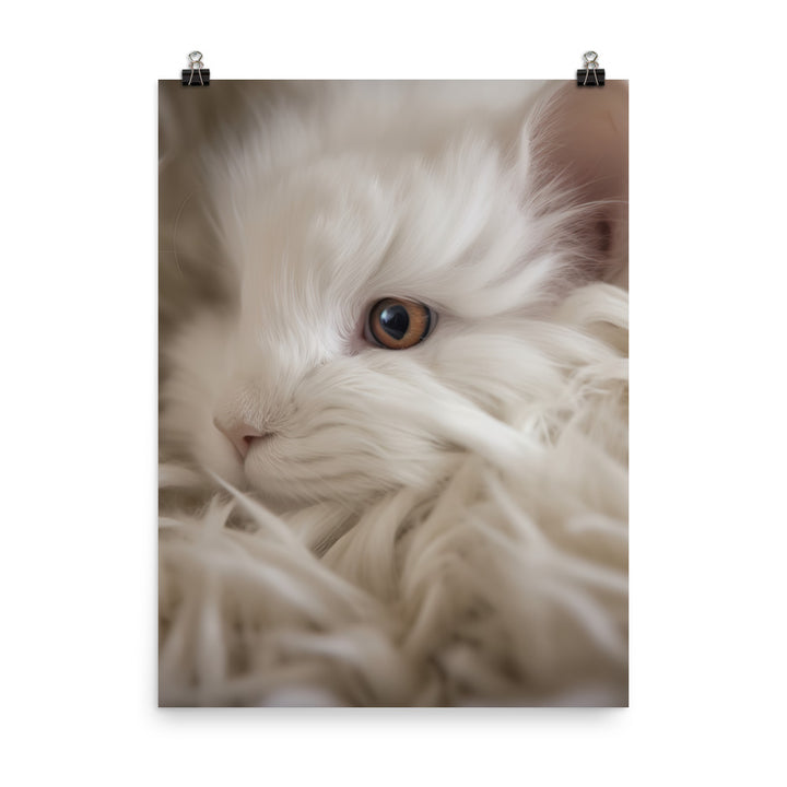 French Angora Bunnys Intricate Fur Detail Photo paper poster - PosterfyAI.com