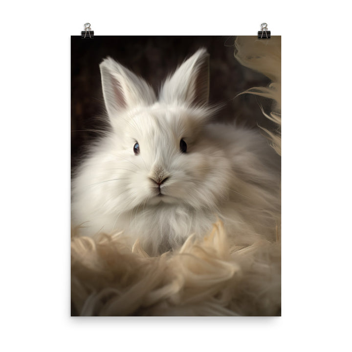 Adorable French Angora Bunny Photo paper poster - PosterfyAI.com