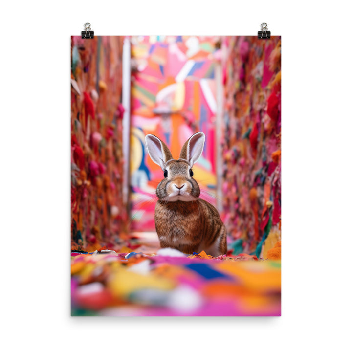 Playful English Spot Bunny Photo paper poster - PosterfyAI.com