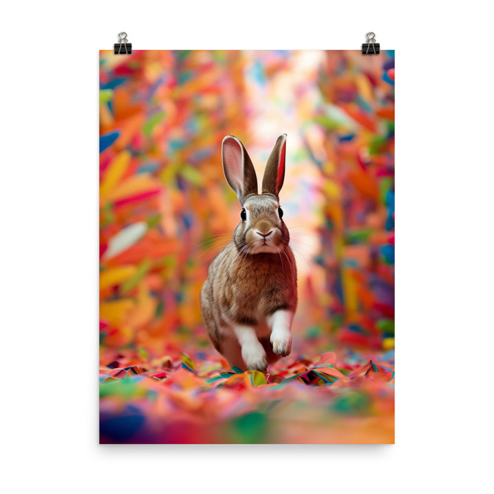Playful English Spot Bunny Photo paper poster - PosterfyAI.com