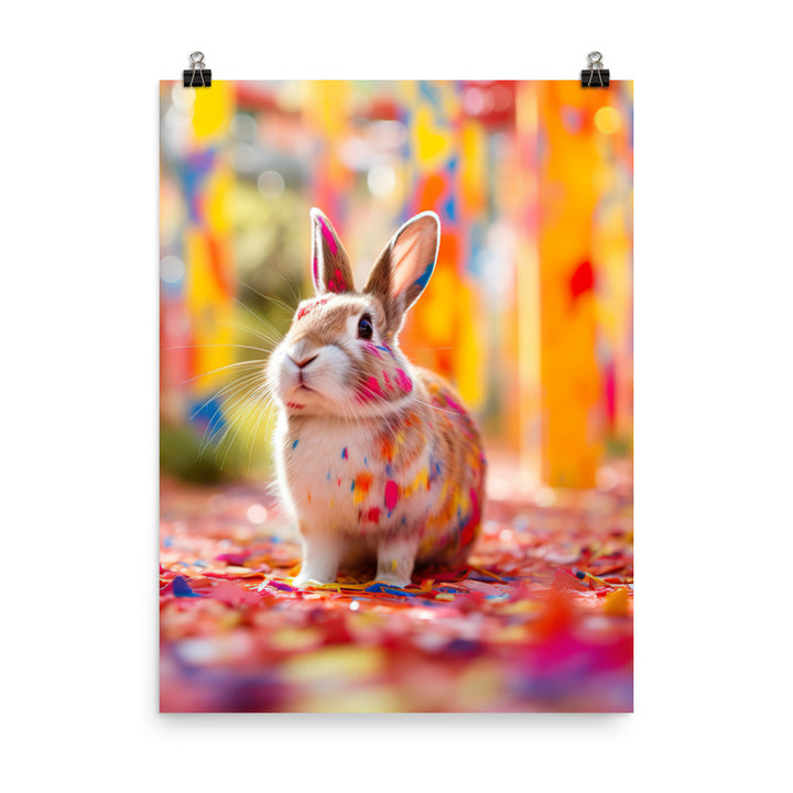 Playful English Spot Bunny Photo paper poster - PosterfyAI.com