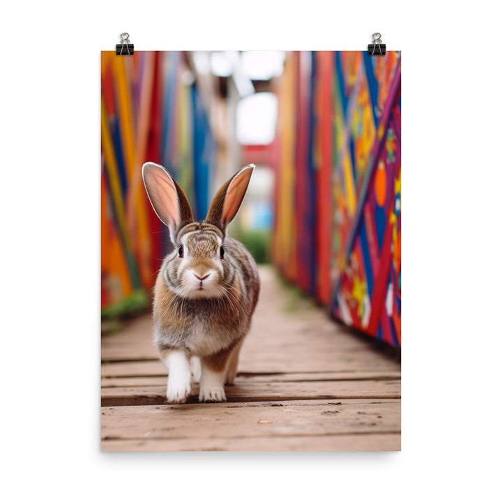 Playful English Spot Bunny Photo paper poster - PosterfyAI.com