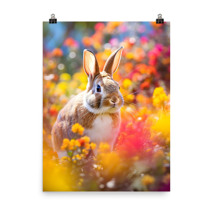 Playful English Spot Bunny Photo paper poster - PosterfyAI.com