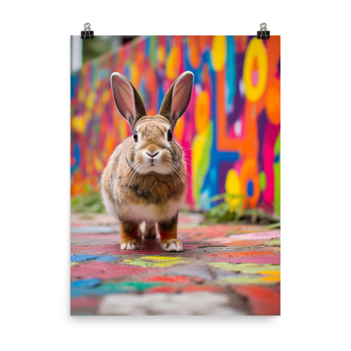 Playful English Spot Bunny Photo paper poster - PosterfyAI.com