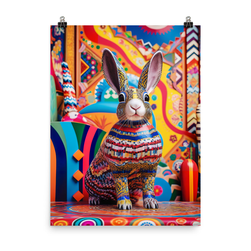 Playful English Spot Bunny Photo paper poster - PosterfyAI.com