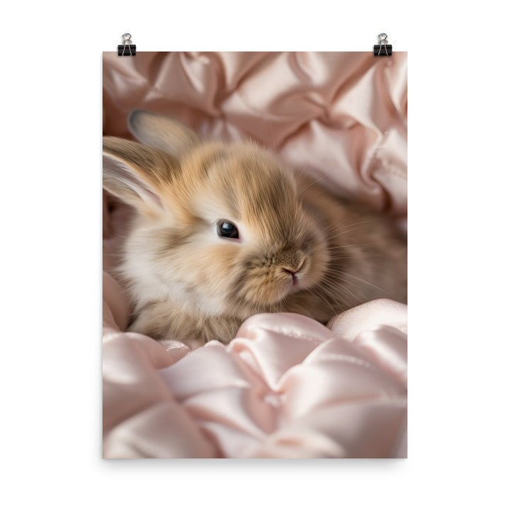 Mini Satin Bunnys Luxurious Presence Photo paper poster - PosterfyAI.com