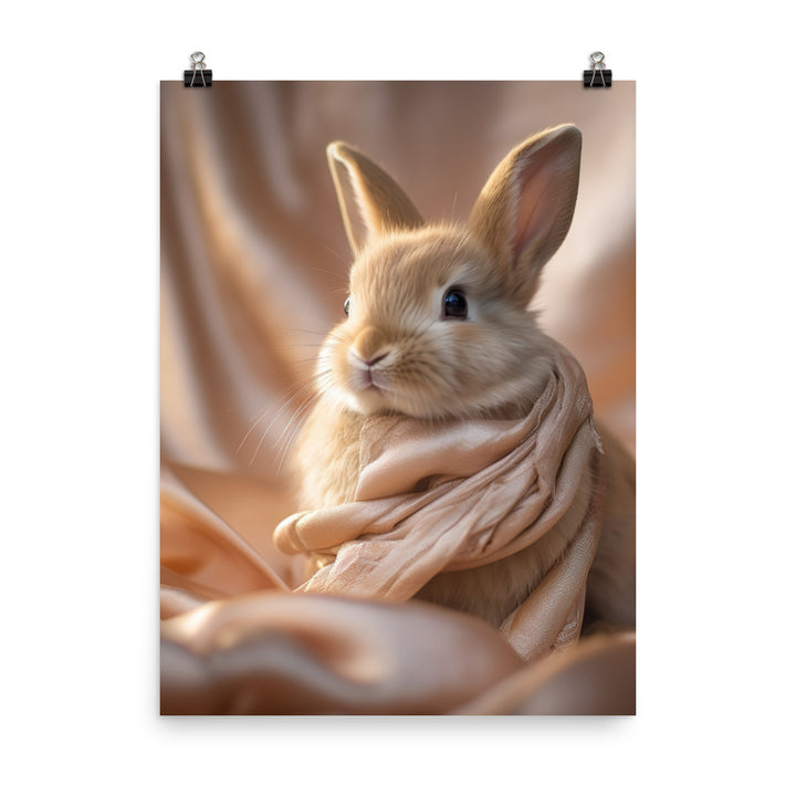 Mini Satin Bunnys Luxurious Presence Photo paper poster - PosterfyAI.com