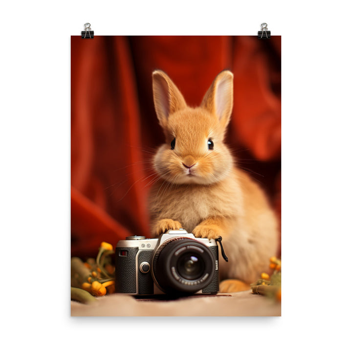 Mini Satin Bunnys Enchanting Inquisitiveness Photo paper poster - PosterfyAI.com