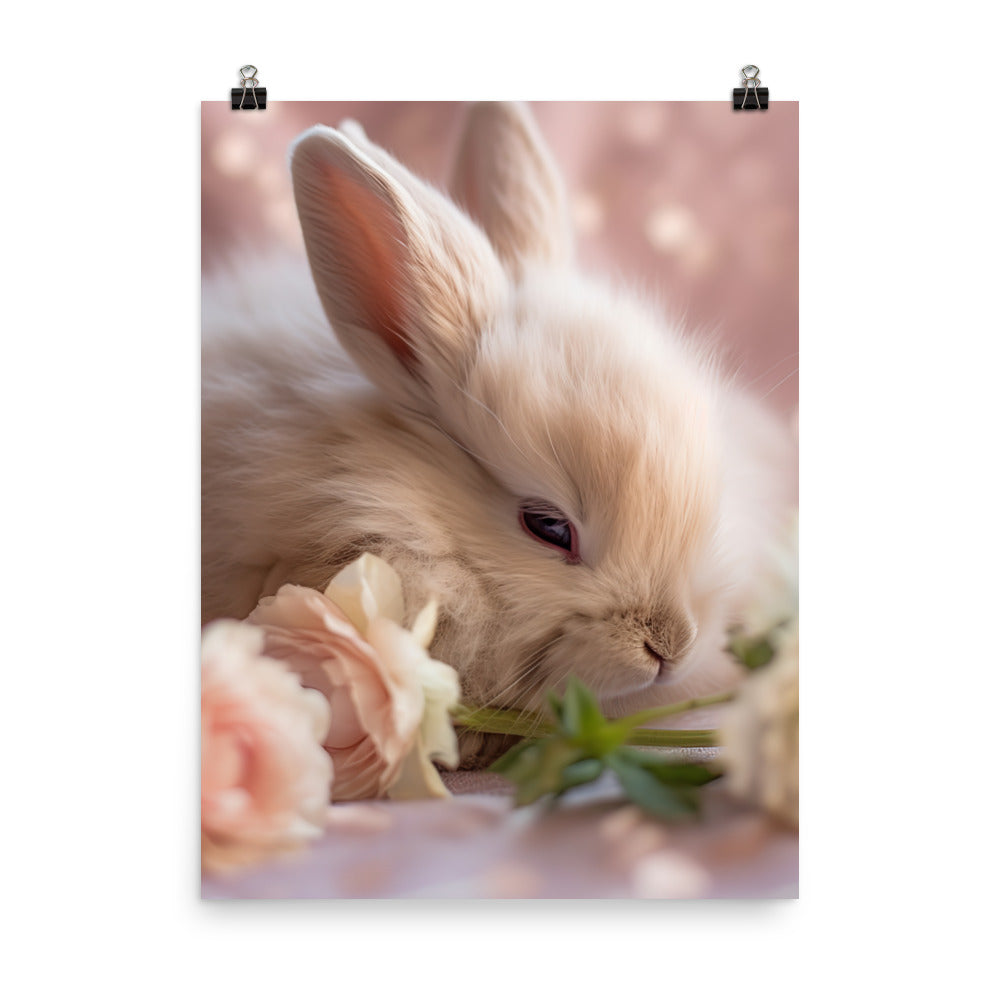 Mini Satin Bunny in Tranquil Bliss Photo paper poster - PosterfyAI.com