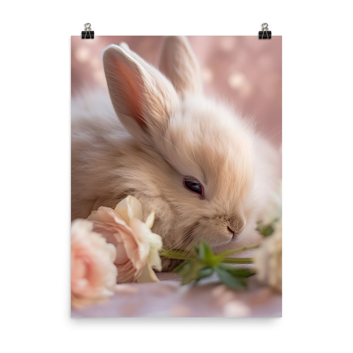 Mini Satin Bunny in Tranquil Bliss Photo paper poster - PosterfyAI.com