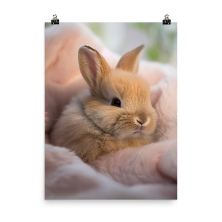 Mini Satin Bunny in Tranquil Bliss Photo paper poster - PosterfyAI.com