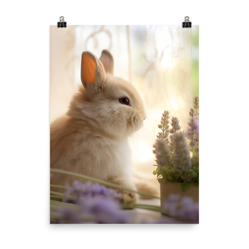 Mini Satin Bunny in Tranquil Bliss Photo paper poster - PosterfyAI.com