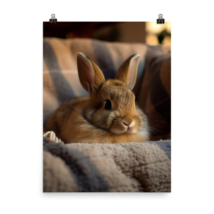 Rhinelander Bunny in a Cozy Setting Photo paper poster - PosterfyAI.com