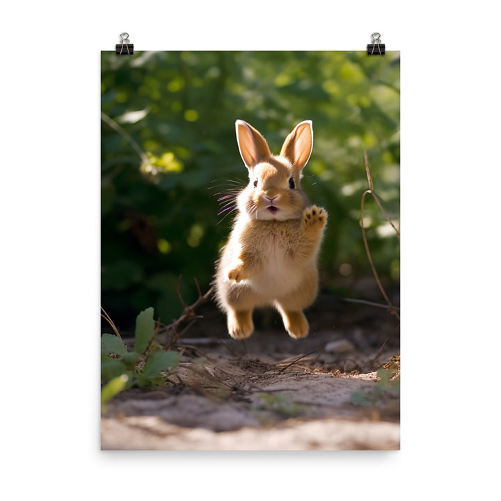 Rhinelander Bunny Enjoying a Playful Hop Photo paper poster - PosterfyAI.com