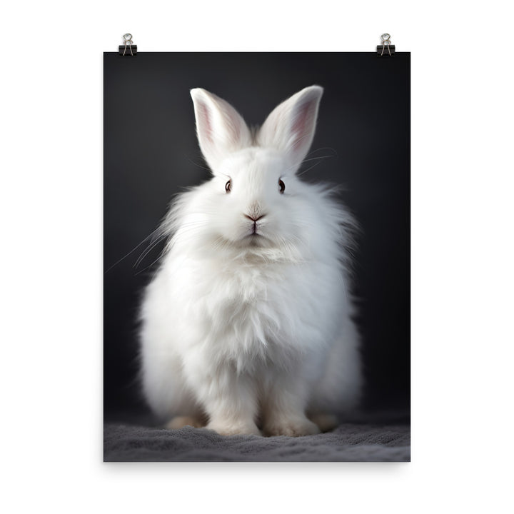 Satin Angora Bunny in a Cozy Setting Photo paper poster - PosterfyAI.com