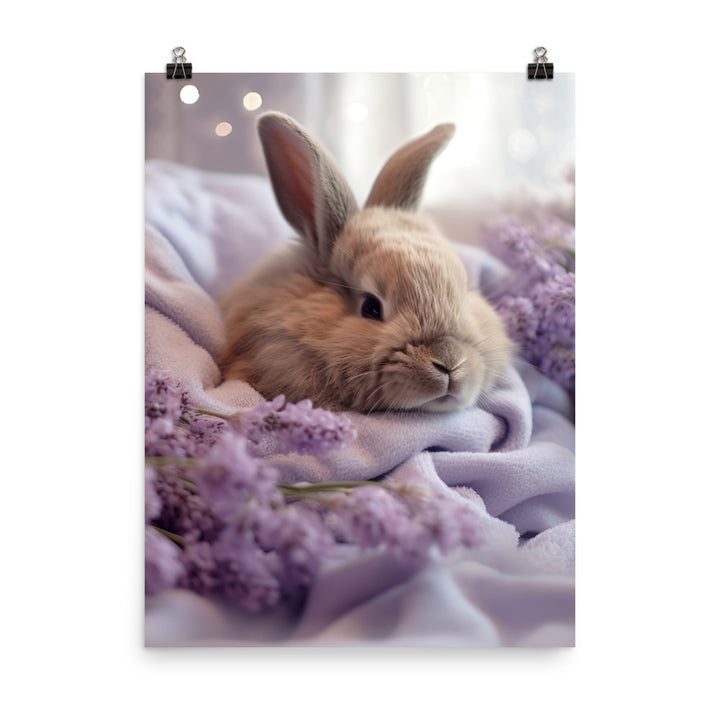 Lilac Bunny in a Cozy Setting Photo paper poster - PosterfyAI.com