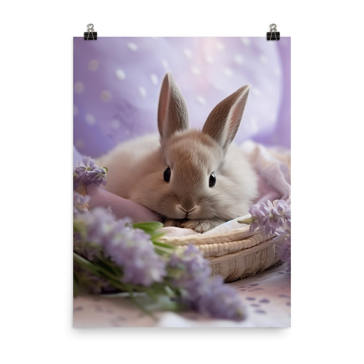 Lilac Bunny in a Cozy Setting Photo paper poster - PosterfyAI.com