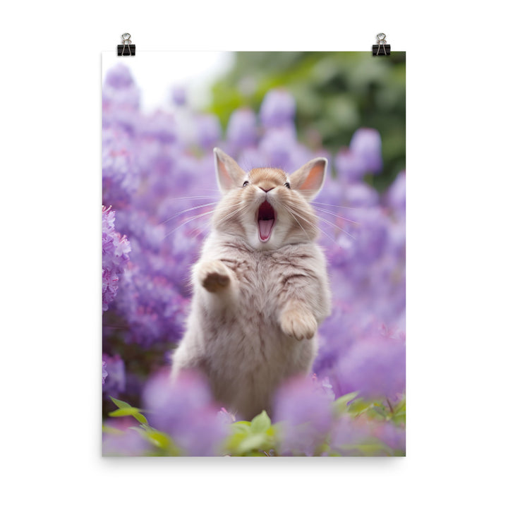 Lilac Bunny Enjoying a Playful Hop Photo paper poster - PosterfyAI.com