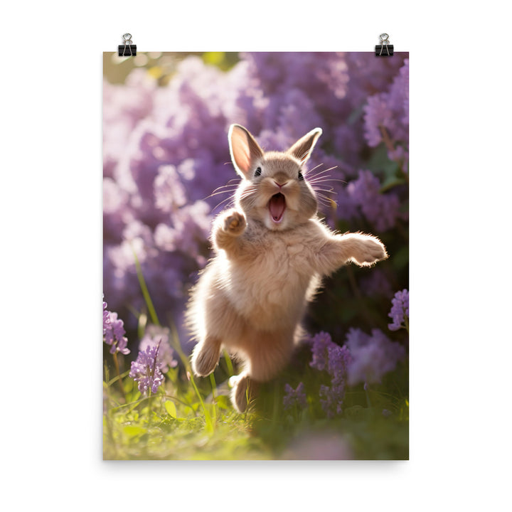 Lilac Bunny Enjoying a Playful Hop Photo paper poster - PosterfyAI.com
