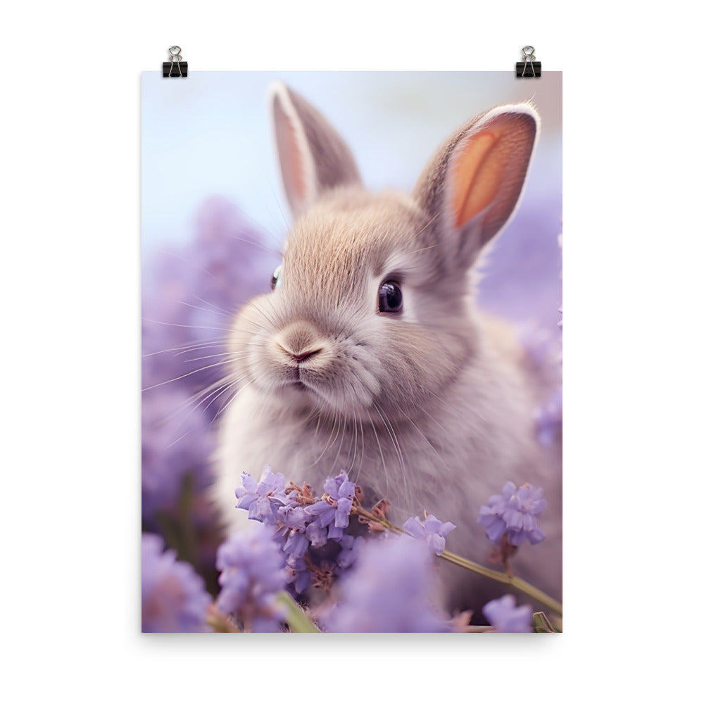 Adorable Lilac Bunny Photo paper poster - PosterfyAI.com