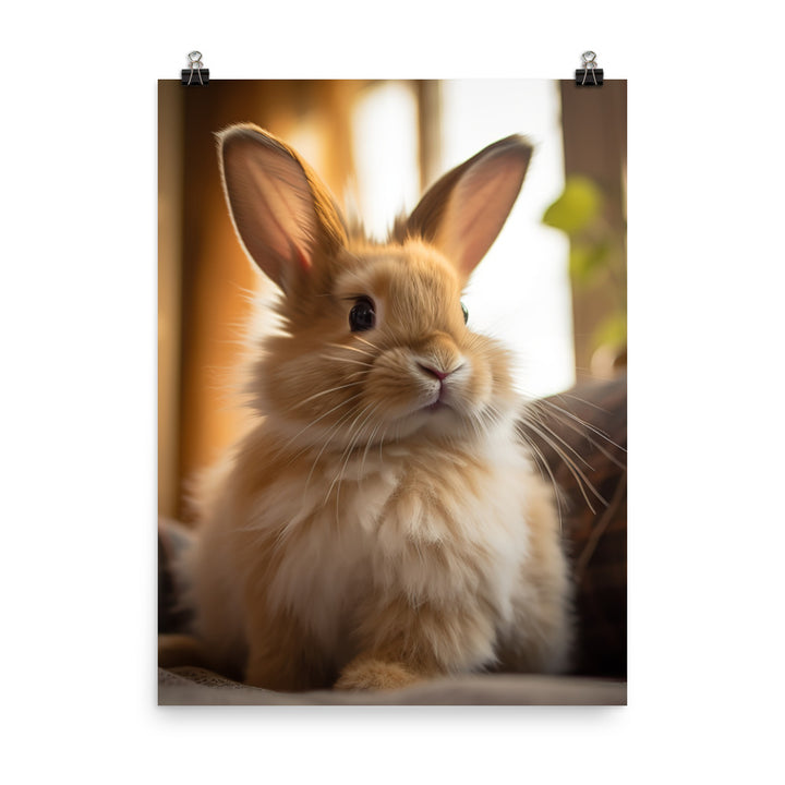 Lionhead Bunny in a Cozy Setting Photo paper poster - PosterfyAI.com