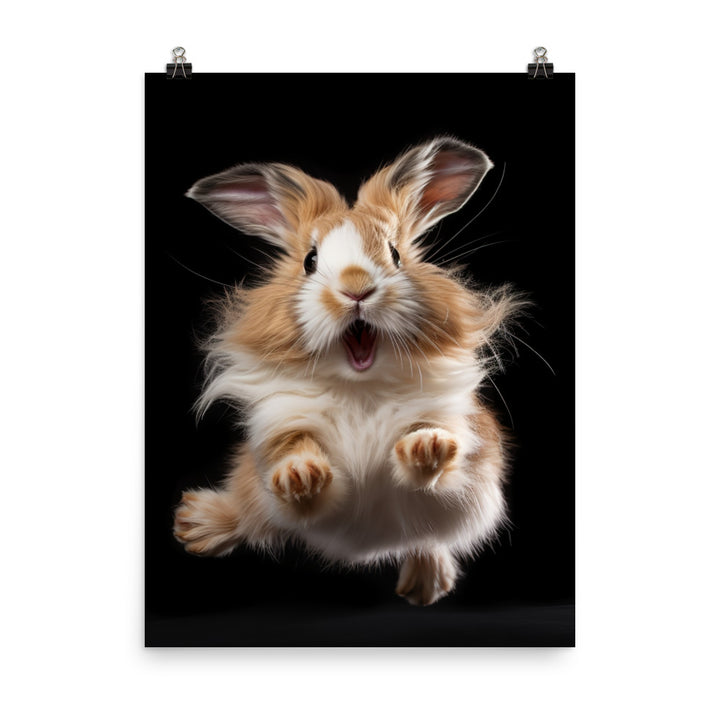 Lionhead Bunny Enjoying a Playful Hop Photo paper poster - PosterfyAI.com
