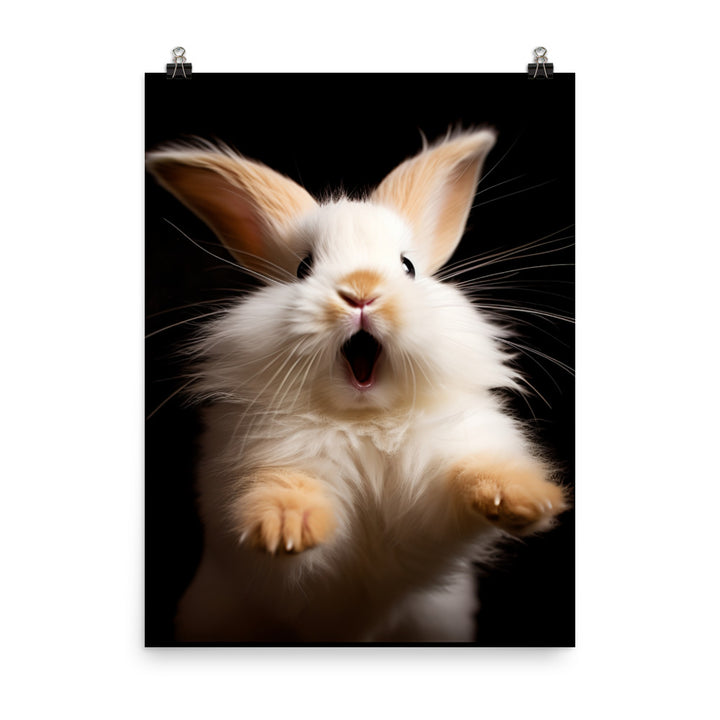 Lionhead Bunny Enjoying a Playful Hop Photo paper poster - PosterfyAI.com