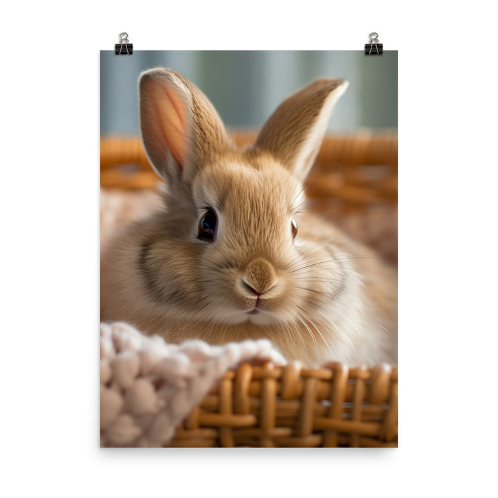 Jersey Wooly Bunny in a Cozy Setting Photo paper poster - PosterfyAI.com