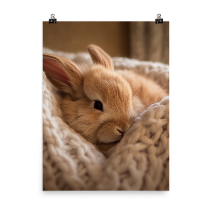 Jersey Wooly Bunny in a Cozy Setting Photo paper poster - PosterfyAI.com