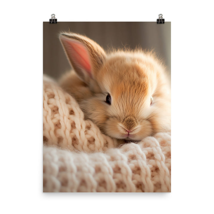 Jersey Wooly Bunny in a Cozy Setting Photo paper poster - PosterfyAI.com