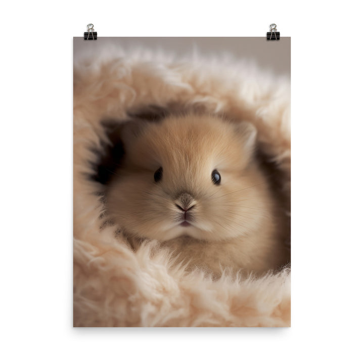 Adorable Jersey Wooly Bunny Photo paper poster - PosterfyAI.com