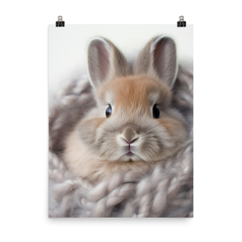 Adorable Jersey Wooly Bunny Photo paper poster - PosterfyAI.com