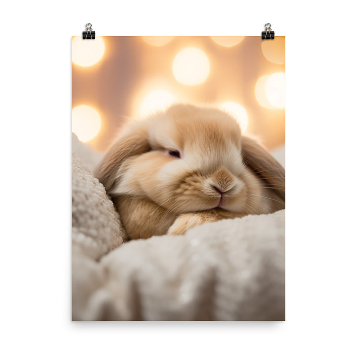 Holland Lop Bunny in a Cozy Setting Photo paper poster - PosterfyAI.com