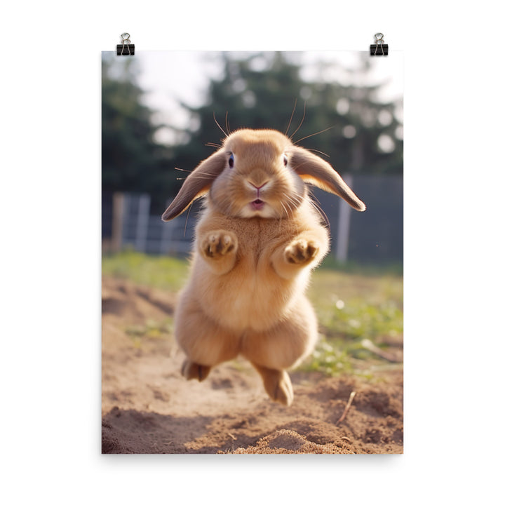 Holland Lop Bunny Enjoying a Playful Hop Photo paper poster - PosterfyAI.com