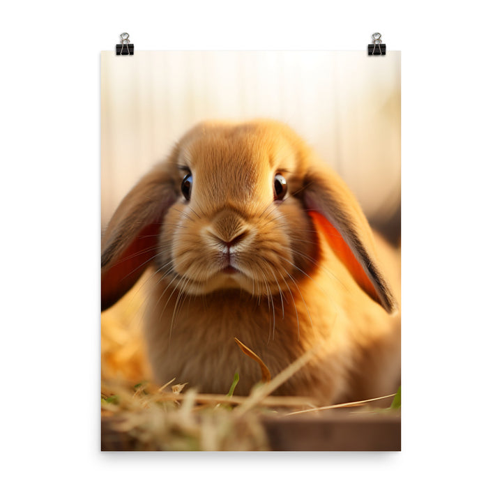 Adorable Holland Lop Bunny Photo paper poster - PosterfyAI.com