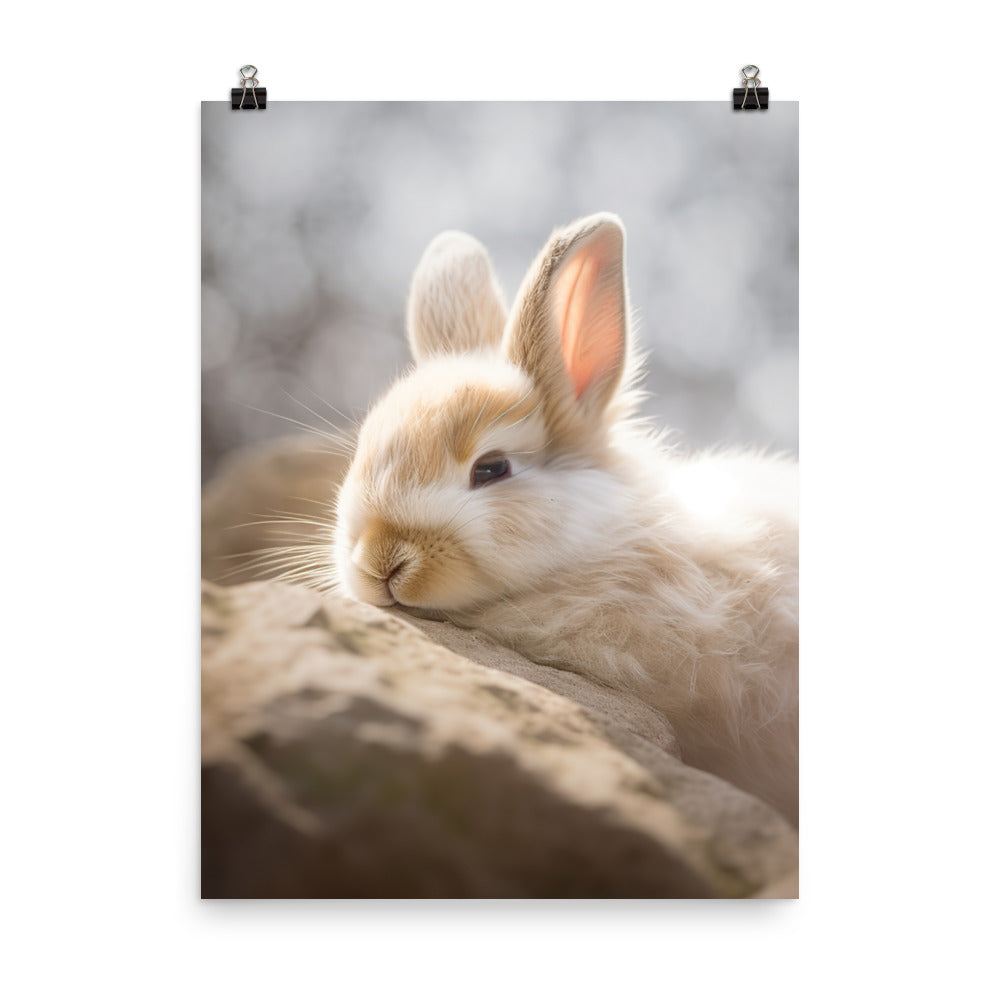Himalayan Bunny in a Cozy Setting Photo paper poster - PosterfyAI.com