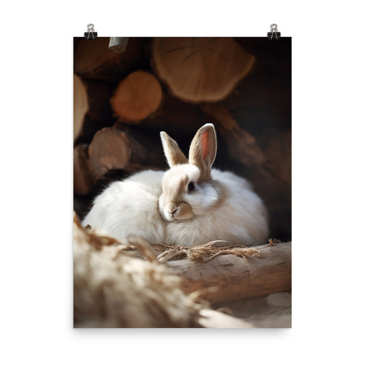 Himalayan Bunny in a Cozy Setting Photo paper poster - PosterfyAI.com