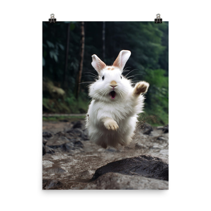 Himalayan Bunny Enjoying a Playful Hop Photo paper poster - PosterfyAI.com