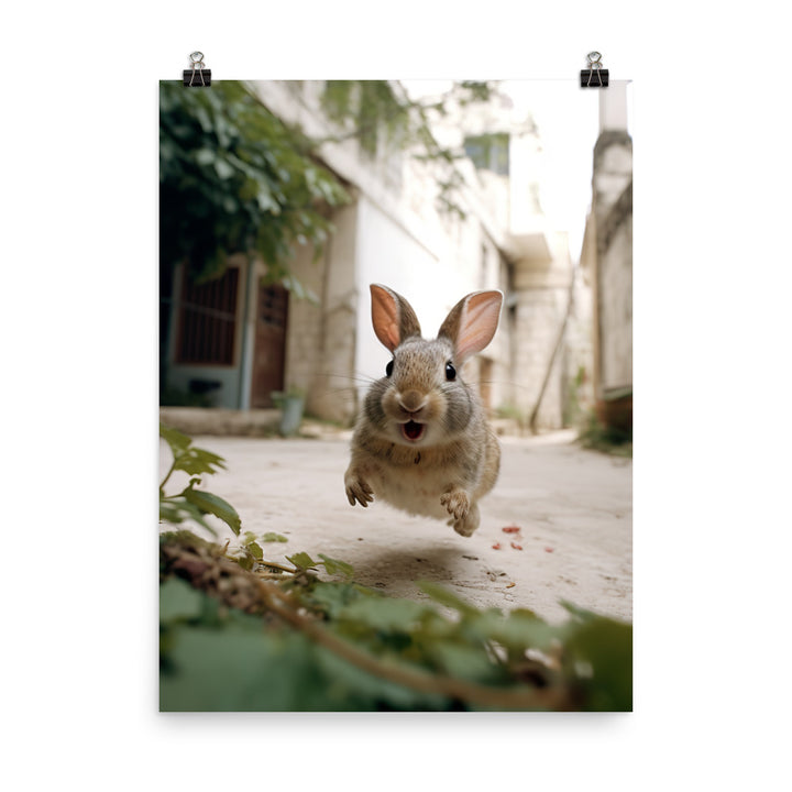 Havana Bunny Enjoying a Playful Hop Photo paper poster - PosterfyAI.com