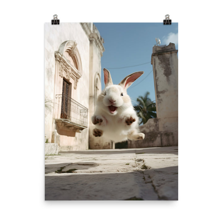 Havana Bunny Enjoying a Playful Hop Photo paper poster - PosterfyAI.com