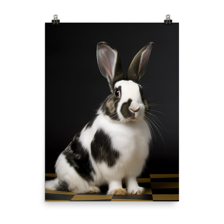 Harlequin Bunny with a Stylish Pose Photo paper poster - PosterfyAI.com