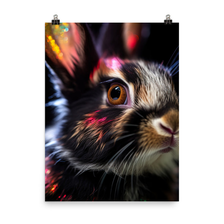 Charming Harlequin Bunny Photo paper poster - PosterfyAI.com
