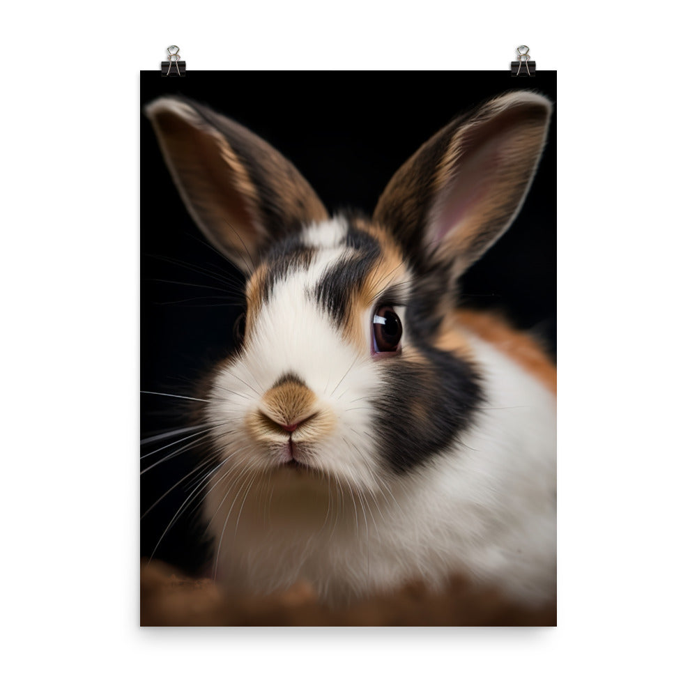 Adorable Harlequin Bunny Photo paper poster - PosterfyAI.com