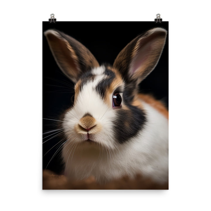 Adorable Harlequin Bunny Photo paper poster - PosterfyAI.com