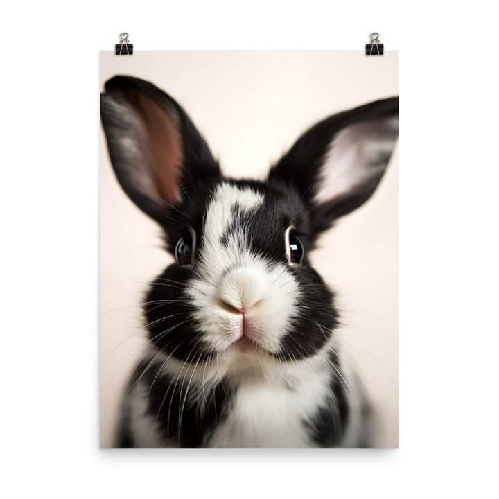 Adorable Harlequin Bunny Photo paper poster - PosterfyAI.com