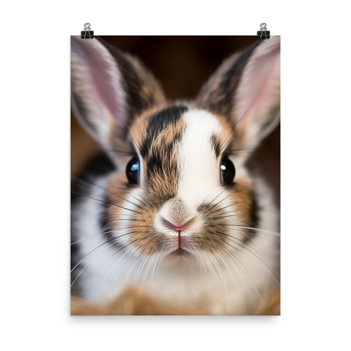 Adorable Harlequin Bunny Photo paper poster - PosterfyAI.com